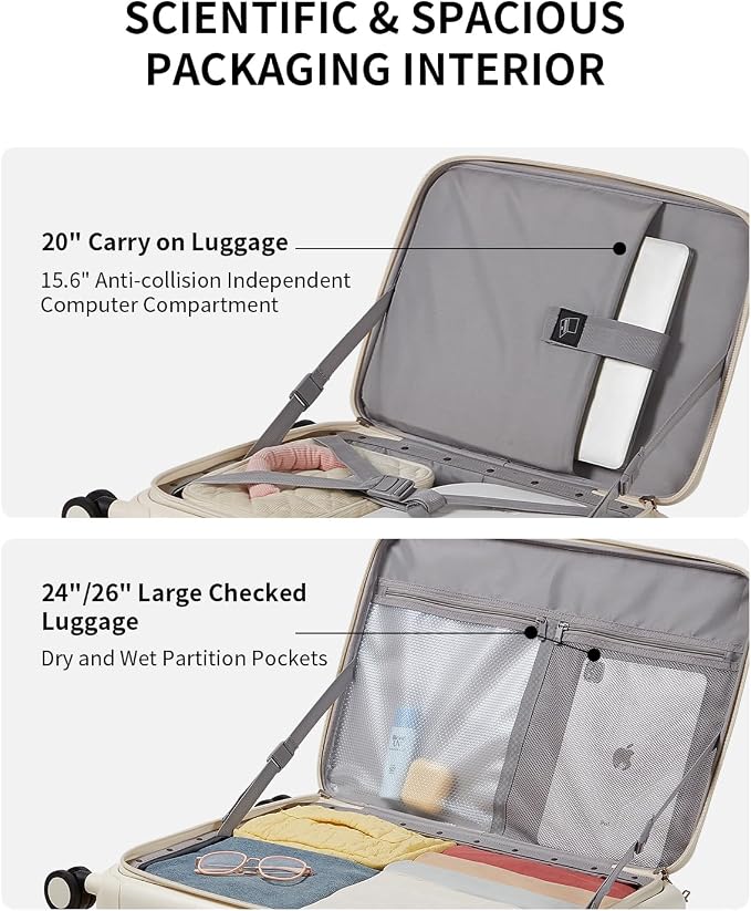 aji Expandable Top Open 24 Inch Checked Luggage - Image 5