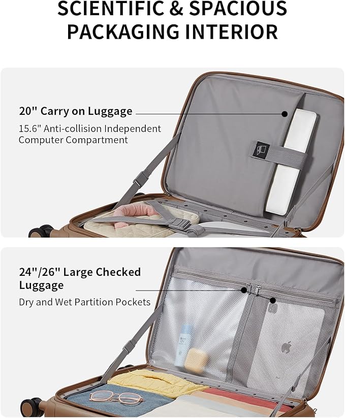 aji Expandable Top Opening Carry On Luggage Airline Approved, 20 Inch - Image 5
