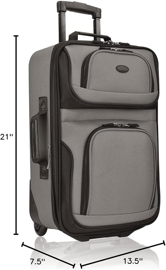 U.S. Traveler Lightweight Rolling 20" Carry On Luggage Softside Suitcase - Image 9