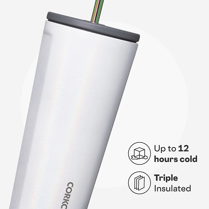Corkcicle Cold Cup Insulated Tumbler with Straw - Keeps Drinks Cold for 12 Hours - Triple-Insulated Stainless Steel - Leak-Resistant Lid - Summer Drinkware Gift - 24 oz - Unicorn Magic - Image 3