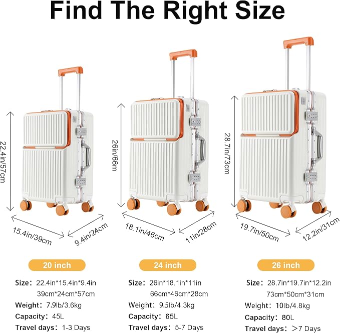 Hard Shell Luggage 24 Inch Travel Luggage, Carry-On Luggage Spinner TSA - Image 8