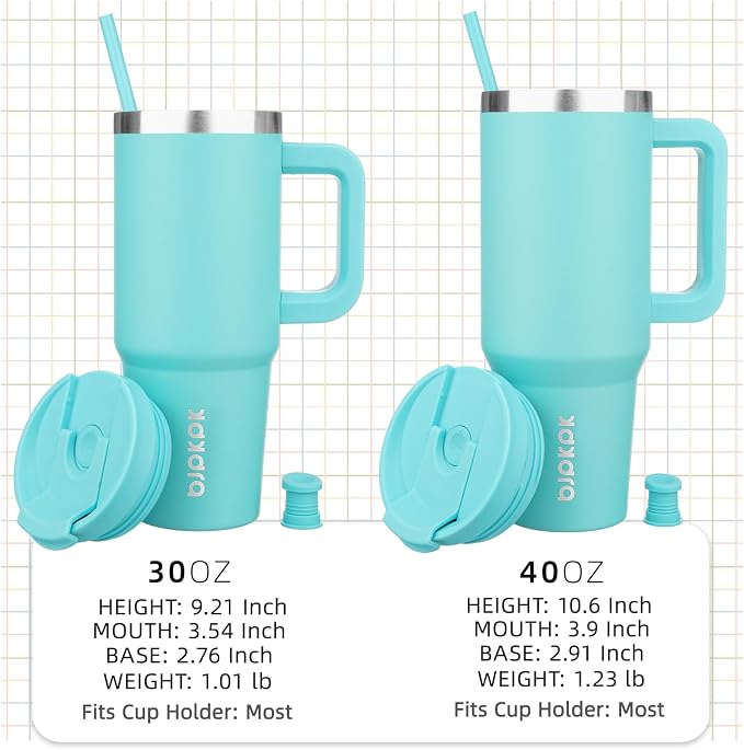 BJPKPK 30 oz Insulated Tumbler With Lid And Straw Stainless Steel Tumblers Cup With Handle For Women And Men,Turquoise - Image 4
