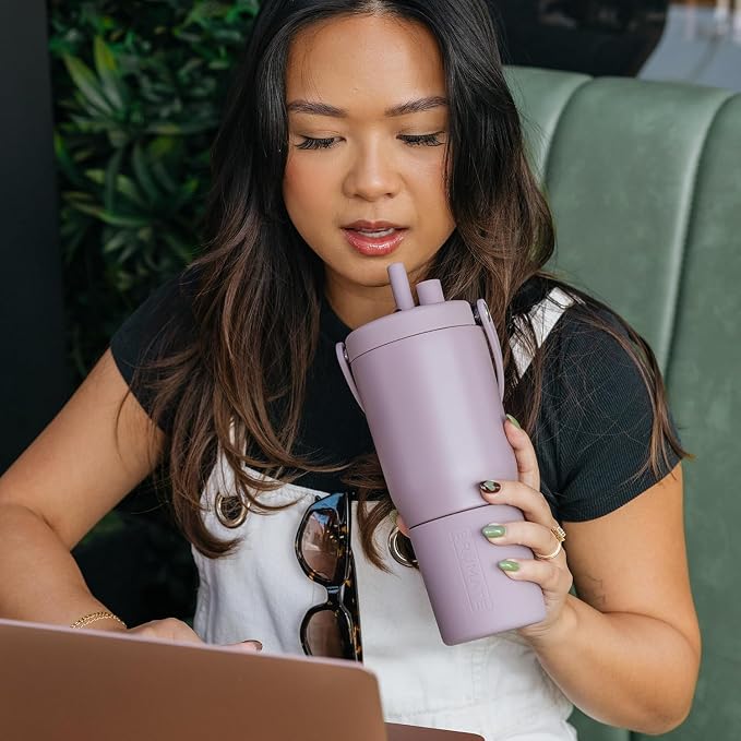 BrüMate Resa 25oz 100% Leakproof Travel Tumbler w/Handle & Straw | Flexible SoftSip Straw | Silicone Sleeve for Durability | Stainless Steel | Cup Holder & Travel Friendly Water Bottle (Glacier) - Image 6