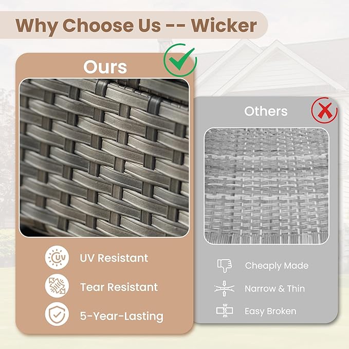 HOOOWOOO Patio Furniture Set, 5 Pieces Outdoor Conversation Set, All Weather - Image 4
