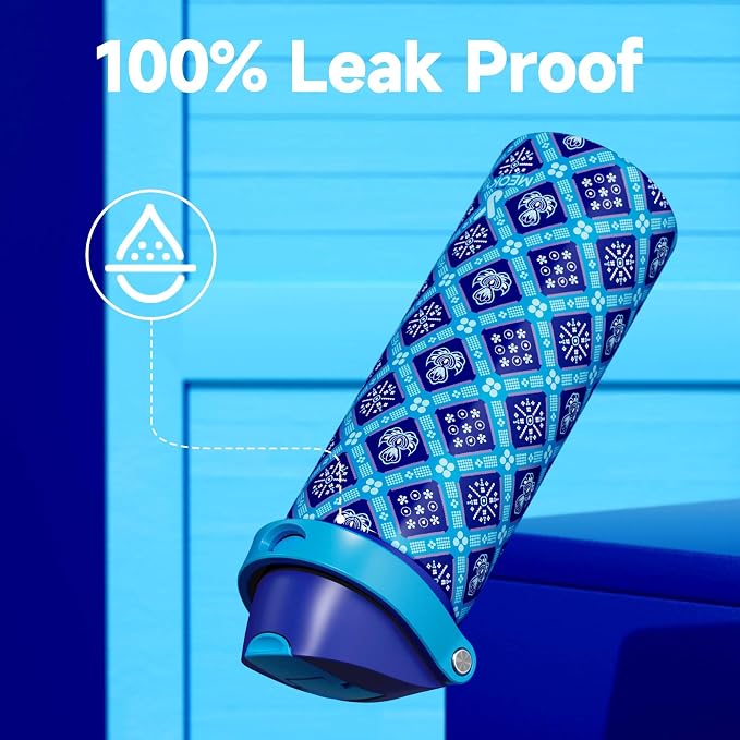 24 oz Insulated Water Bottle for Men: Meoky Stainless Steel Water Bottle with Holder and Shoulder Strap - Leak Proof, Cold for 24 Hours, Fits in Car Cup Holder, BPA-Free for Sports Travel, Blue Faith - Image 6
