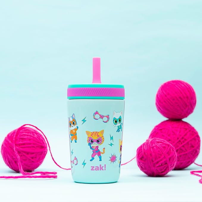 Zak Designs SuperKitties Kelso Toddler Cups For Travel or At Home, 12oz Vacuum Insulated Stainless Steel Sippy Cup With Leak-Proof Design is Perfect For Kids (Ginny, Sparks, Buddy, Bitsy) - Image 5