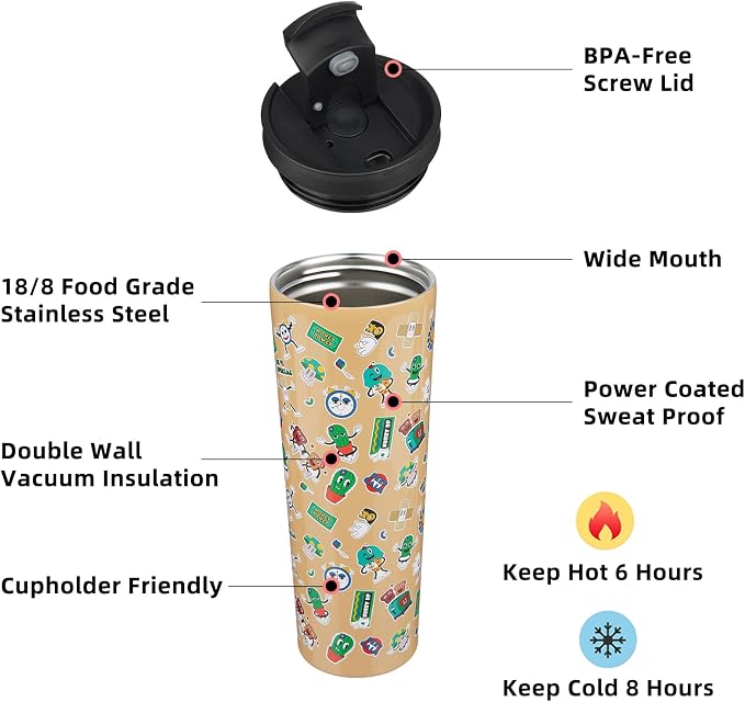BJPKPK 30oz Tumbler With lid And Straw Stainless Steel Travel Coffee Mug Insulated Tumblers Cups,Spring Party Brown - Image 2