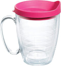 Tervis Clear & Colorful Lidded Made in USA Double Walled Insulated Tumbler Travel Cup Keeps Drinks Cold & Hot, 16oz Mug, Fuchsia Lid by TervisTumblerCompany
