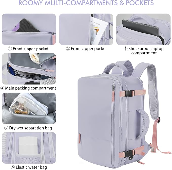 Beraliy Travel Backpack for Women, Airline Approved Backpack, Carry On Backpack - Image 6