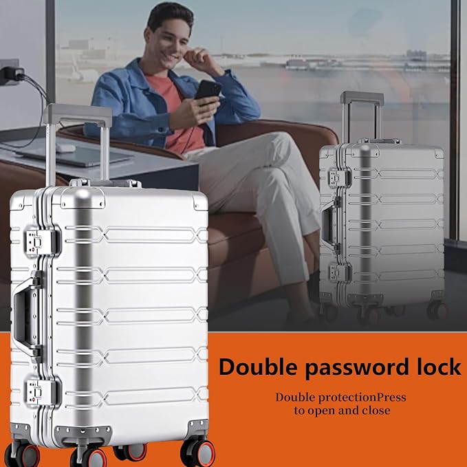 WEICHEN Set of 2 All Aluminum Magnesium 20 in Carry On and 29 in Checked Luggage - Image 7