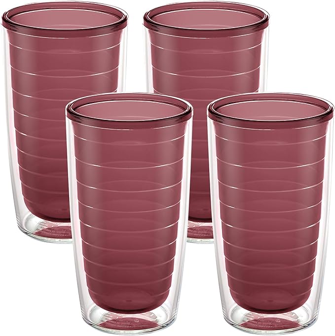 Tervis Clear & Colorful Tabletop Made in USA Double Walled Insulated Tumbler Travel Cup Keeps Drinks Cold & Hot, 16oz - 4pk, Elderberry Wild by TervisTumblerCompany