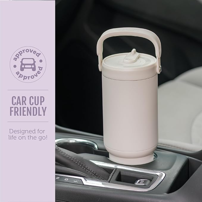 Ello Oasis Go+ 26oz Tumbler with Top Handle and Retracting Straw | Reusable Insulated Stainless Steel Cup, 100% Leakproof Water Bottle, 24 Hours Cold, Cup Holder Friendly For Travel | Daisies - Image 5