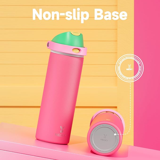 24 oz Insulated Water Bottle for Women: Meoky Stainless Steel Water Bottle with 2-in-1 Straw and Spout Lid - Leak Proof, Cold for 24 Hours, Fits in Car Cup Holder, BPA-Free for Sports Travel, Ruby - Image 9