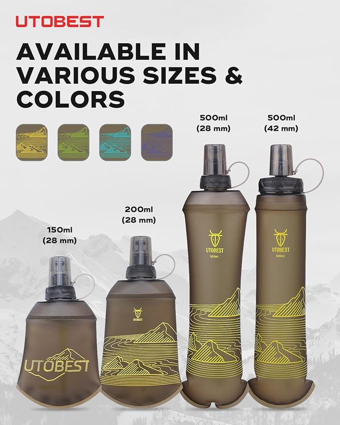 UTOBEST 500ml Soft Flask, 2 Pack Flexible TPU Hydration Water Bottle, - Image 6