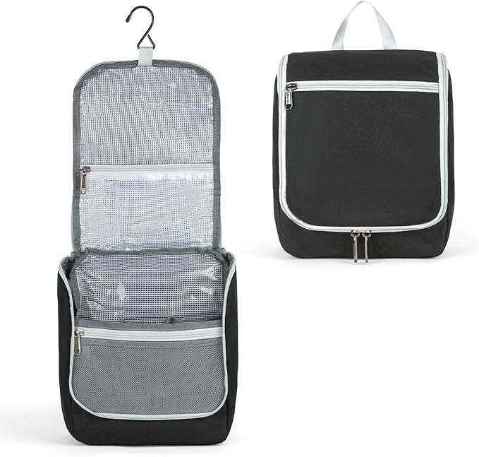 Della Gao Black Water Repellent Polyester Hanging Toiletry Bag - Image 2