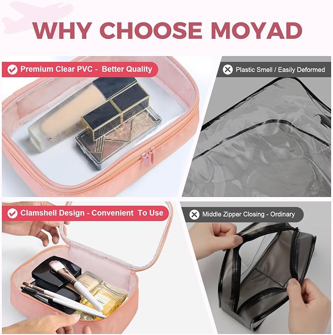 Moyad TSA Approved Clear Toiletry Bag, 1 Pack Quart Size 3-1-1 Liquids Pouch - Image 4