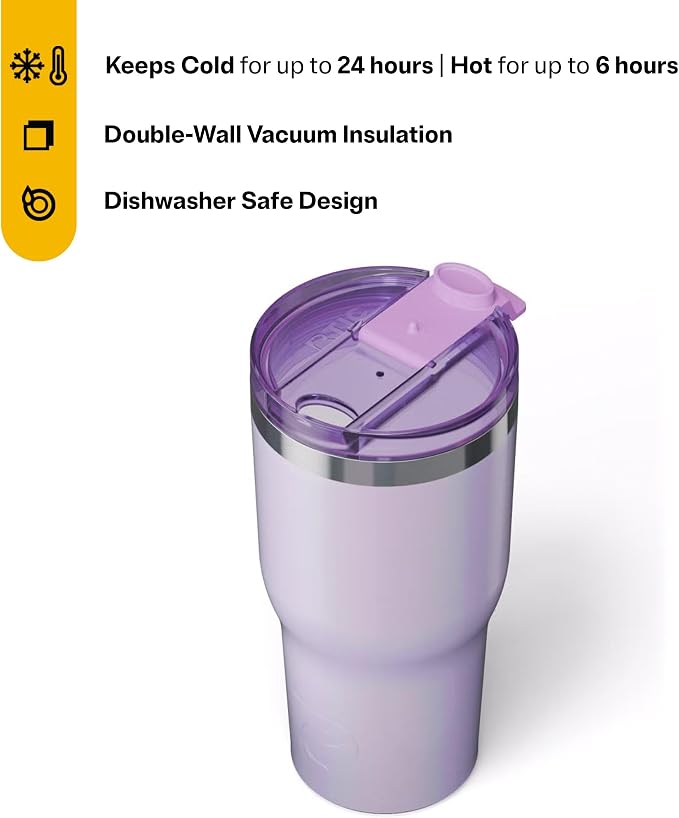 RTIC 30oz Essential Tumbler with Lid, Ceramic Lined, Insulated, Stainless Steel, Metal, Double Wall Vacuum-Insulation, Travel Cup for Iced Coffee, Tea, Hot and Cold Drink, Lavender Glitter - Image 3