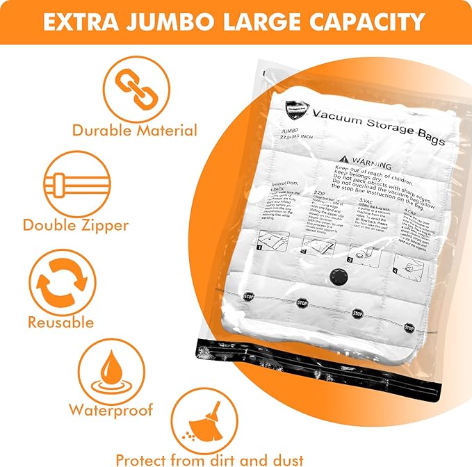 Vacuum Storage Bags Jumbo, Plastic Packaging Bags, Space Saver Sealer - Image 2