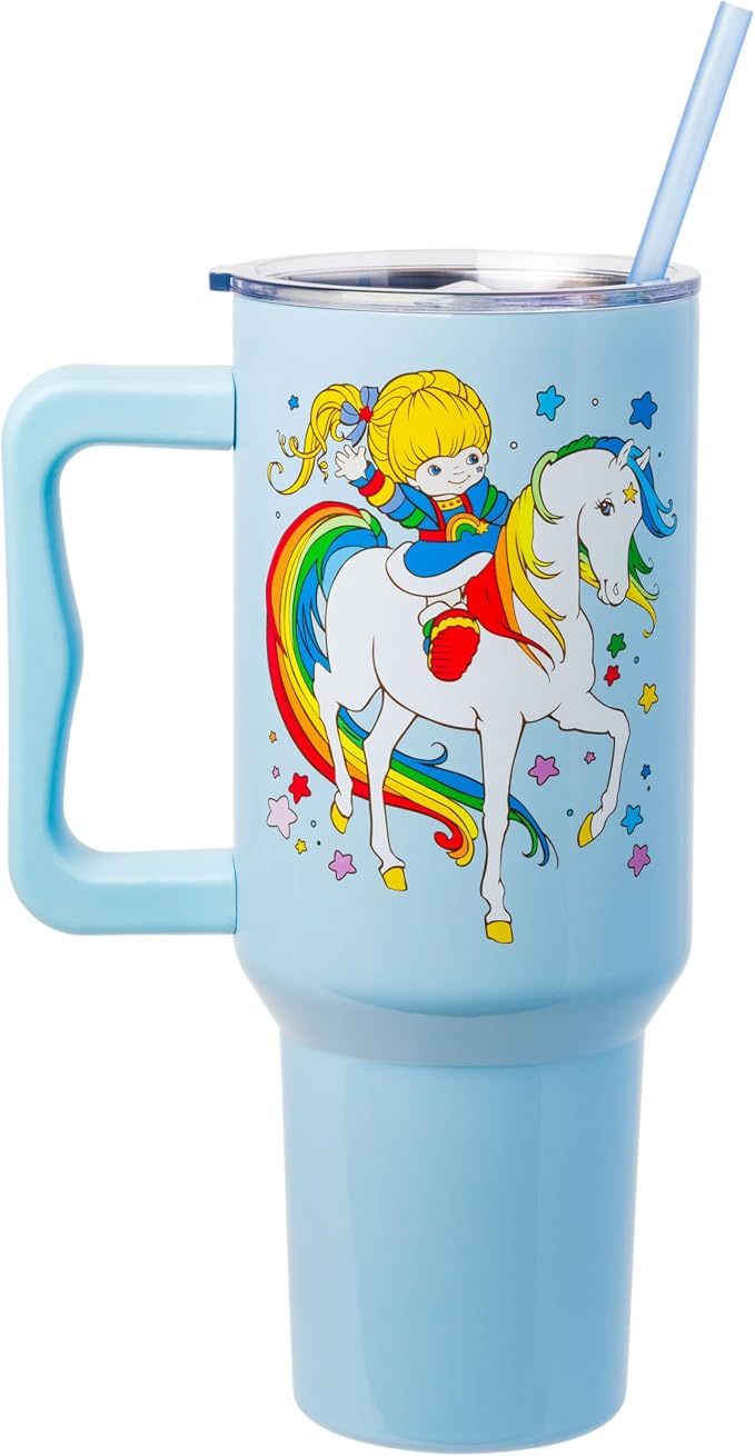 Silver Buffalo Rainbow Brite Featuring Starlite Stars Stainless Steel Tumbler with Handle and Straw, Fits in Standard Cup Holder, 40 Ounces (Pack of 12) - Image 2