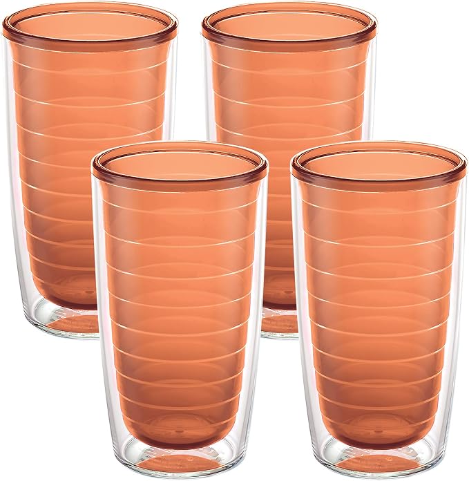 Tervis Clear & Colorful Tabletop Made in USA Double Walled Insulated Tumbler Travel Cup Keeps Drinks Cold & Hot, 16oz - 4pk, Citrus Sunrise by TervisTumblerCompany