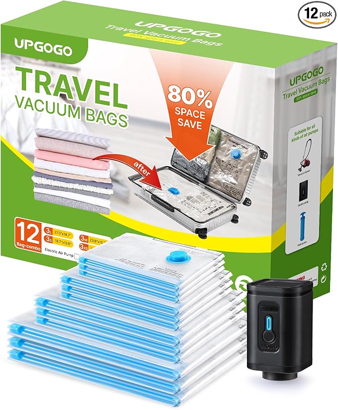 Combo 12 Pack Travel Vacuum Bags by UPGOGO