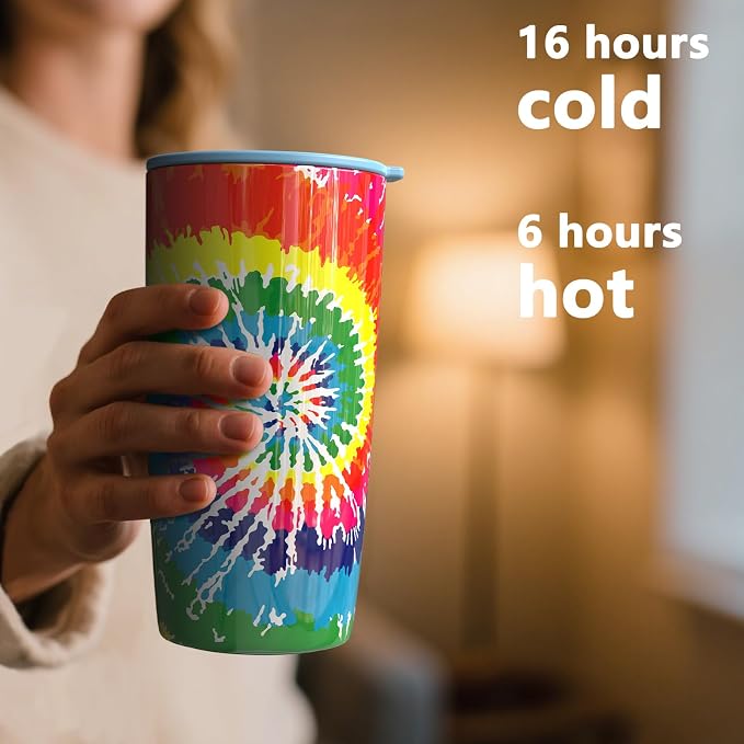 TILUCK 20 oz Insulated Tumbler with BPA-Free Lid, Stainless Steel Vacuum Travel Coffee Mug, Double Wall Coffee Tumbler（20oz，RotatingRainbow） - Image 3