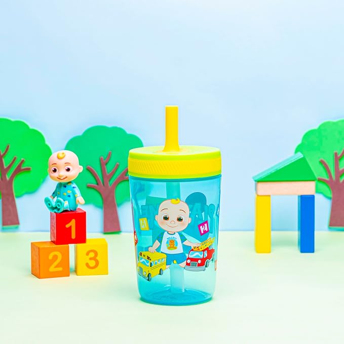 Zak Designs 15oz Cocomelon Kelso Tumbler Set, Leak-Proof Screw-On Lid with Straw Made of Durable Plastic and Silicone, Perfect Bundle for Kids - Image 10