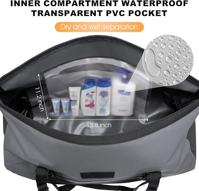 Waterproof Duffel Bag, 70L Roll-top Motorcycle Dry Bag - Image 5