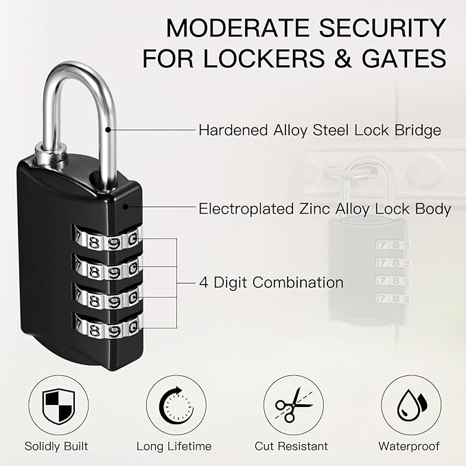 Sadnyy 60 Pcs 4 Digit Combination Locks Combination Padlock Luggage Number - Image 3