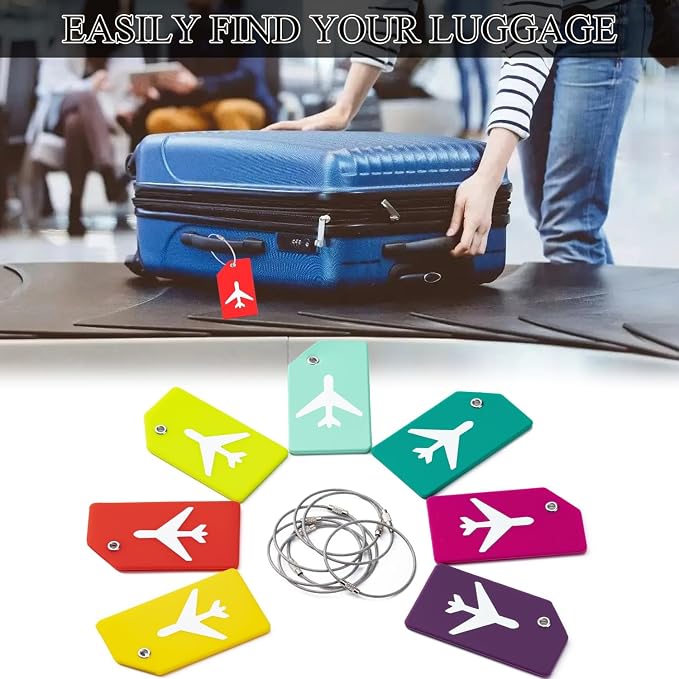 7 Pack Silicone Luggage Tag Travel Suitcase Tags - Image 6