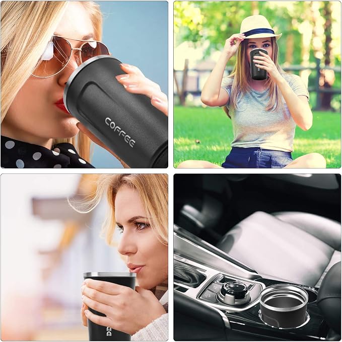 CS COSDDI 12 oz Stainless Steel Vacuum Insulated Tumbler - Coffee Travel Mug Spill Proof with Lid - coffee Cup for Keep Hot/Ice Coffee,Tea and Beer (Black) - Image 7