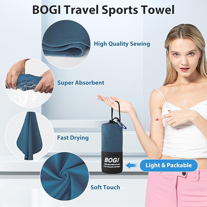 BOGI Microfiber Travel Sports Towel-Quick Dry Towel, Soft Lightweight - Image 4
