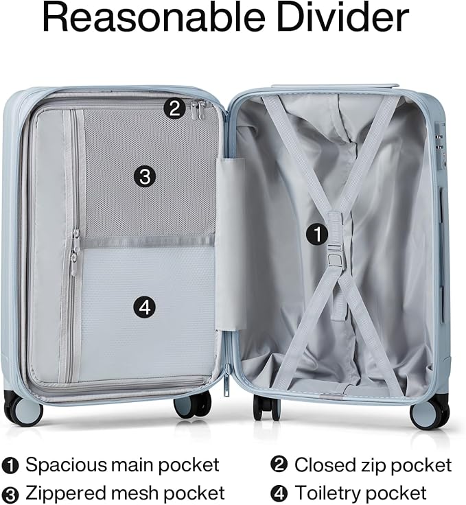 Hanke 20 Inch Expandable Carry on Luggage 22x14x9 Airline Approved Lightweight - Image 7