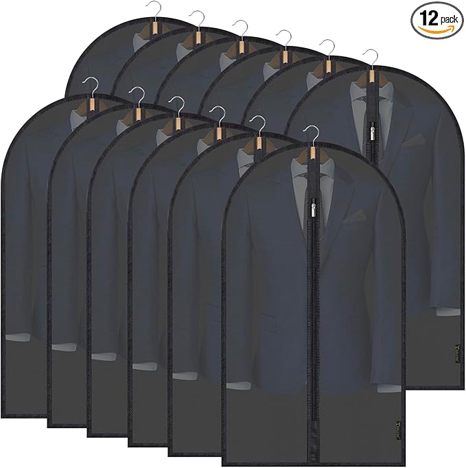 BALEINE 40'' Translucent Garment Bags, 12 Packs PEVA Dress Bag by BALEINE