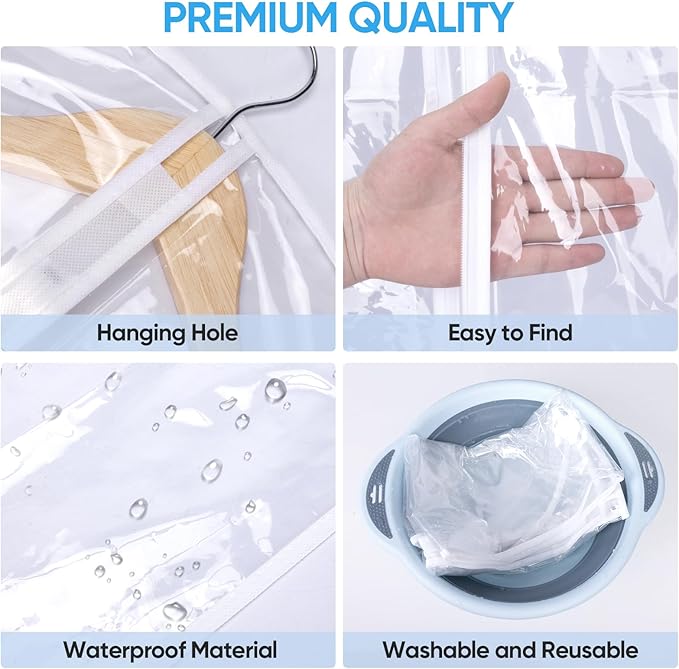 BALEINE 48'' Clear Garment Bags, 6 Packs PEVA Dress Bag - Image 2