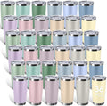 Sieral 36 Pack Stainless Steel Tumblers Bulk with Lids Double Wall Vacuum Insulated Coffee Cups Blank leakproof Powder Coated Tumblers for Engraving Wedding Graduation Party Favors(20 oz,Matte Color) by Sieral