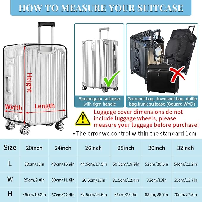 Yotako Clear PVC Suitcase Cover Protectors 24 Inch Luggage Cover - Image 5