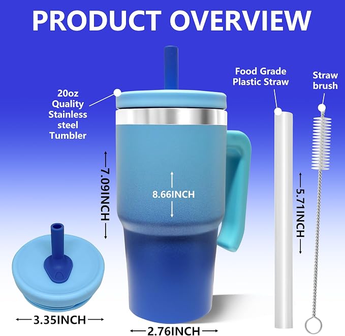 20-OZ Insulated Water Bottle,Insulated Stainless Steel Tumbler,Reusable Cold Drink Thermos,BPA-Free, Double-Wall Stainless Steel Water Bottle (Royal Blue, 20, Fluid Ounces) - Image 2