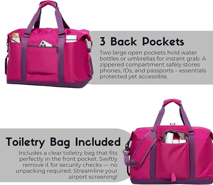 SUNNY BIRD Duffel with Utility Pouch, 40L Weekender Overnight Bag with Shoe - Image 8