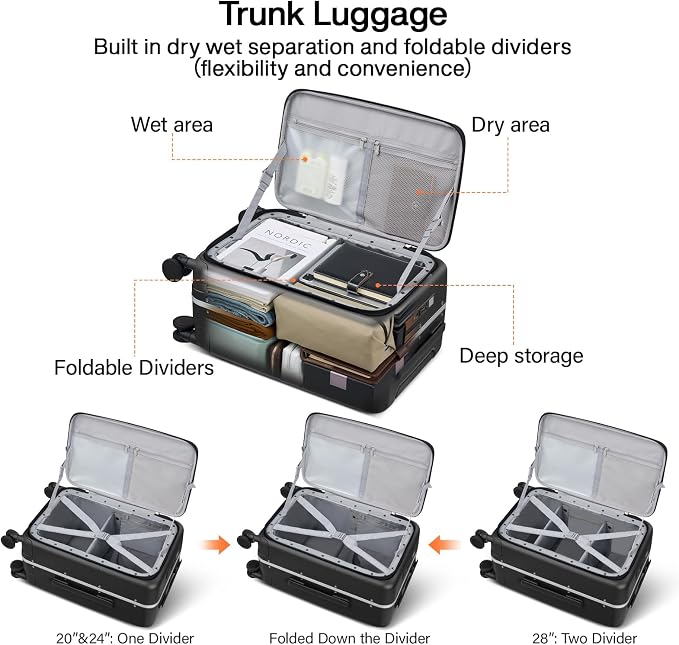 Hanke 28 Inch Luggage with Cup Holder and Charge, Top Opening Hard Shell - Image 4