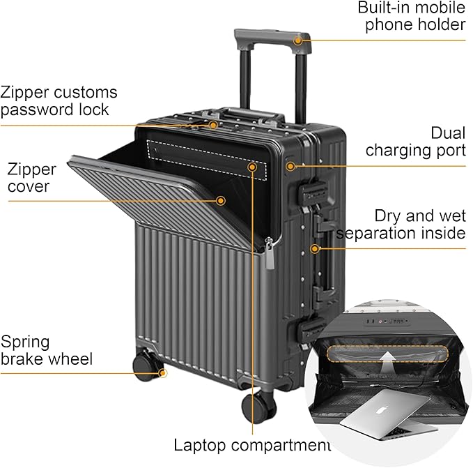 Hard Shell Luggage 24 Inch Travel Luggage, Carry-On Luggage Spinner TSA - Image 2