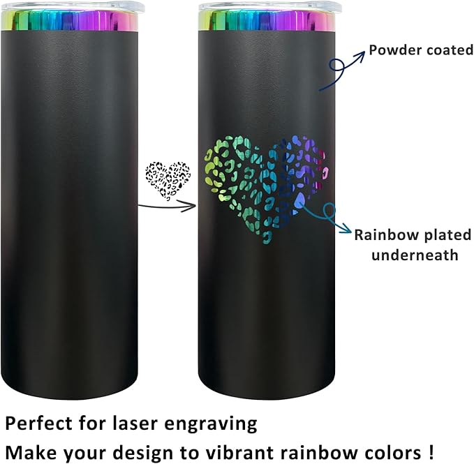 20 oz Skinny Tumblers Stainless Steel Tumbler with Lid and Straw Double Wall Vacuum Insulated Coffee Mug 20oz Powder Coated Cup for Hot and Cold Drinks(Black,1 pack) - Image 4