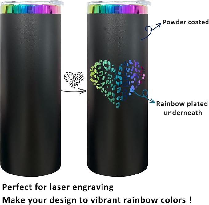 20 oz Skinny Tumblers Stainless Steel Tumbler with Lid and Straw Double Wall Vacuum Insulated Coffee Mug 20oz Powder Coated Cup for Hot and Cold Drinks(Black,4 pack) - Image 4