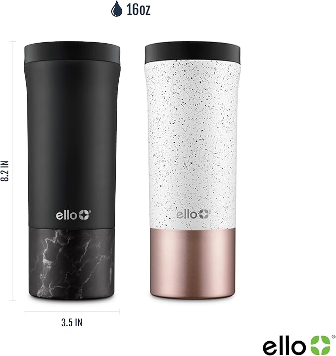 Ello Miri 16oz Vacuum Insulated Stainless Steel Travel Mug, Leak-Proof Slider Lid, Keeps Hot for 5 Hours, Perfect for Coffee or Tea, BPA-Free, Fits Most Cupholders, Holiday Gift, Black - Image 4