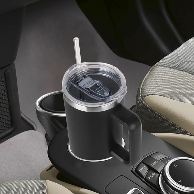 SYACOT 40 oz Tumbler with Handle and Straw Stainless Steel Insulated Tumbler Leak Proof Lid and Straw Lid Reusable Travel Mug Coffee Mug Cup Dishwasher Safe Keep Drinks Cold and Hot (Magic Black) - Image 5