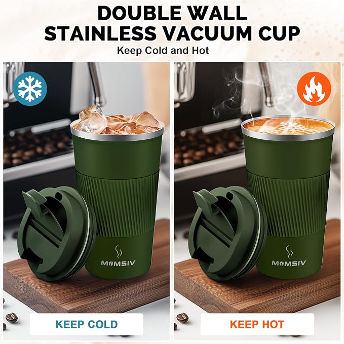 MOMSIV 17oz Travel Mug, Insulated Coffee Cup with Leakproof Lid, Vacuum Stainless Steel Double Walled Reusable Tumbler for Hot and Cold Water Coffee and Tea In Travel and Car - Image 3