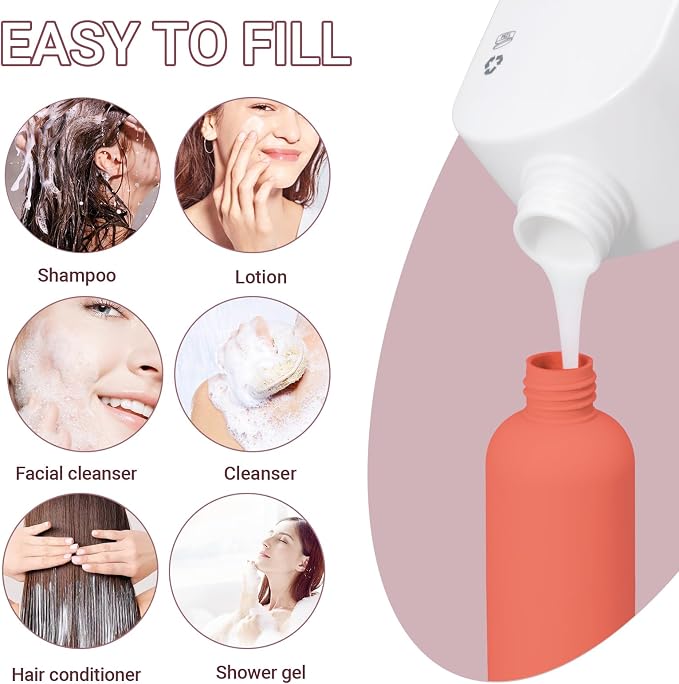 Travel Shampoo Bottle, Empty Plastic Squeeze Bottles 8.8oz - Image 7