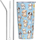 Dog Tumbler with Lid and Straw 20oz Vacuum Insulated Coffee Cup Stainless Steel Tumblers Leakproof Travel Mug Present for Women Men by Yrebyou