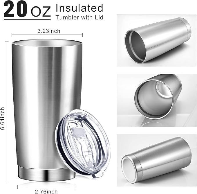 Sieral 36 Pack Stainless Steel Tumblers Bulk with Lids Double Wall Vacuum Insulated Coffee Cups Blank leakproof Powder Coated Tumblers for Engraving Wedding Graduation Party Favors(20 oz,Silver) - Image 2