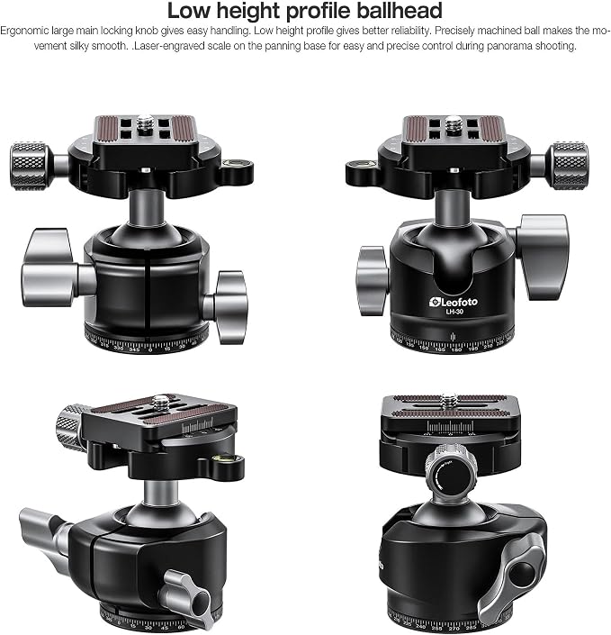 Leofoto Professional Camera Tripod, 4 Leg Sections, 360° Ball Head, Max Load - Image 2